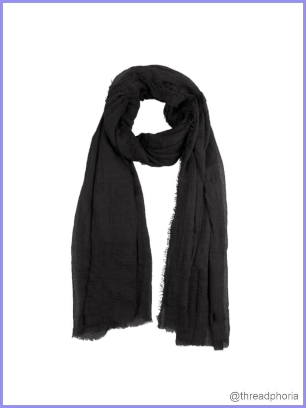 Oversized Cotton Blend Crinkle Scarf Fringed Edges Shawl Wrap